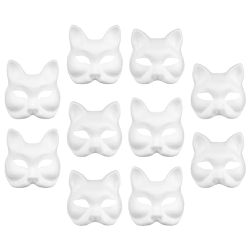 Operitacx 20 Stück Pappmaché-Masken Unbemalte Halloween-Katzen- Und Fuchsmasken Weiße Masken Für Halloweenkostüme Cosplay-Accessoires Operitacx 20 Stück Pappmaché-Masken Unbemalte Halloween-Katzen- Und Fuchsmasken Weiße Masken Für Halloweenkostüme Cosplay-Accessoires von Operitacx