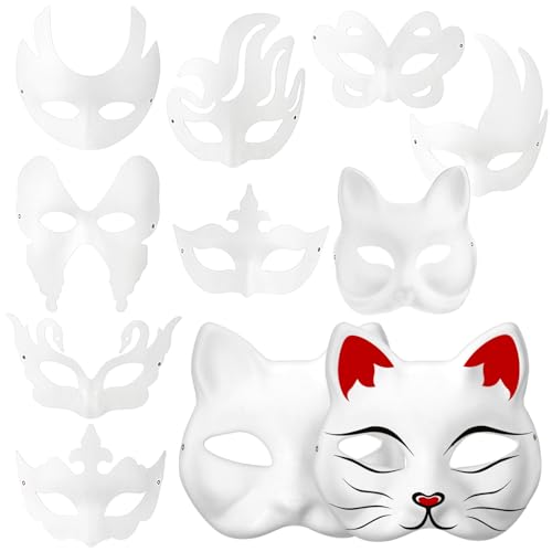 Operitacx 20 Stück Pappmaché-Masken Unbemalte Halloween-Maskenmaske Bemalbare Weiße Papiermaske Für Halloweenkostüme Maskenpartys Karneval Künstlerische Projekte von Operitacx