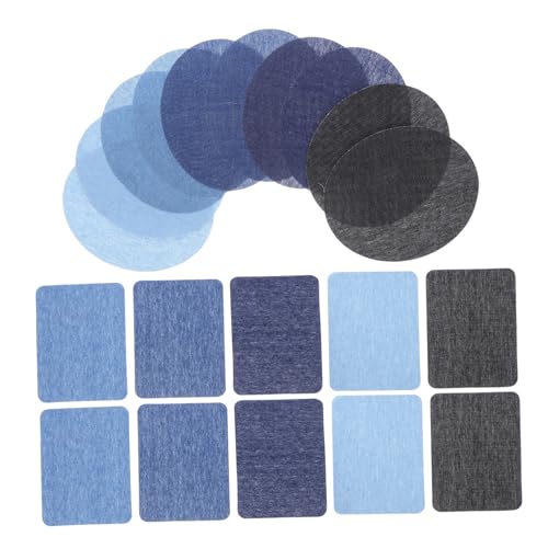Operitacx 20 Stück Teiliges Jeans Flicken zum Aufbügeln Selbstklebende Denim Reparaturpatches Ovale und Rechteckige Ellbogen Knieapplikationen Bestickte Aufnäher für Langlebige von Operitacx