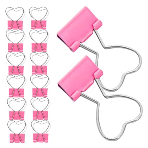 Operitacx 20 Stück Teiliges Kleine Rosa Herz-binderclips aus Metall Dekorative Sanft Haltende Büroklammern für Dokumentenorganisation in Schule Büro und Zuhause Stilvolle Papierklemmen für von Operitacx