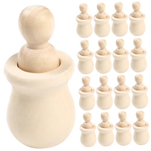 Operitacx 20 Stück Teiliges Unbemalte Holzfiguren zum Bemalen Glatte DIY Holzpuppen für Sichere Holzspielzeuge für Kreative Malprojekte und Familienaktivitäten von Operitacx
