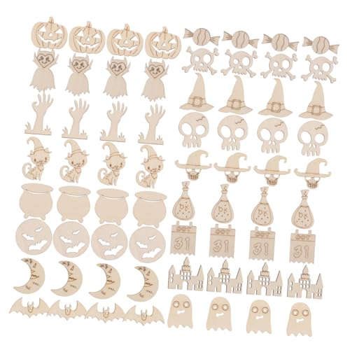 Operitacx 200 Stück Halloween Holz Bastelset Unlackierte Blanko Holzscheiben Kürbisform Kinderfreundliche DIY Holzanhänger für Halloween Party Dekoration und Kreative Malprojekte von Operitacx