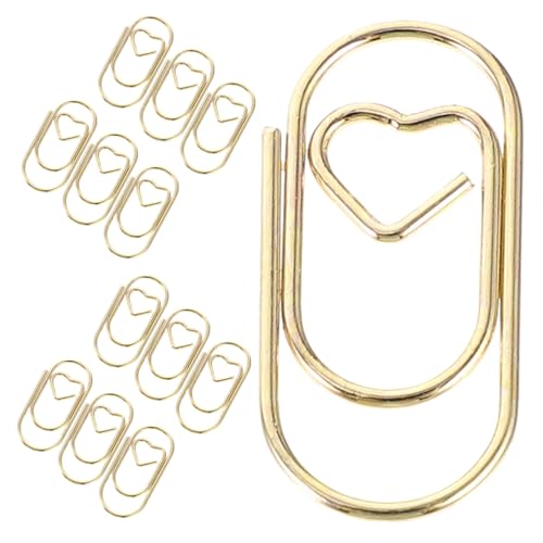 Operitacx 200 Stück Metall -Büroklamme Dateipapierclips Büroklammern-Lesezeichen Stecknadeln herz büroklammern Organisationsclip zum Sortieren von Dokumenten Notizen Büroklammer Stahl Golden von Operitacx