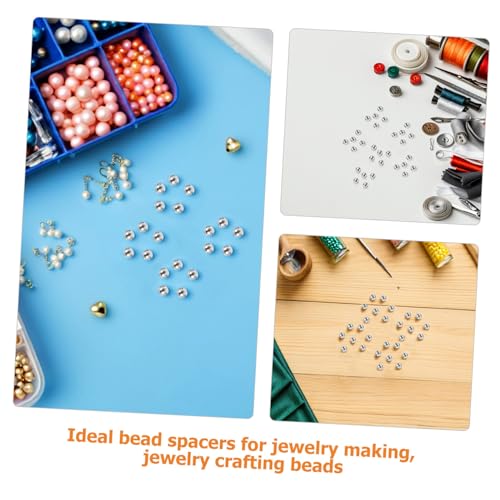 Operitacx 200 Stück Nahtlose Silberne Kupfer-abstandsperlen Rund Glatt Metallisch Langlebig für DIY Armbänder Halsketten Schmuckherstellung Flexibel Tragbar von Operitacx