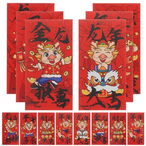 Operitacx 24 Stück Chinesische Rote Umschläge für Neujahr Große Geldumschläge mit Drachenmuster Packung Designs für Jahr Des Drachen und Festliche Anlässe von Operitacx