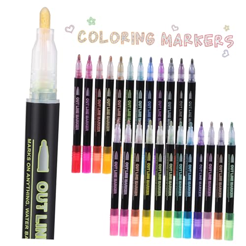 Operitacx 24 Stück Glitzer Marker Doppellinien Filzstifte für Kalligrafie Scrapbooking Vielseitig Einsetzbar Karton und Schnell Trocknend Lebendige Farben Operitacx 24 Stück Glitzer Marker Doppellinien Filzstifte für Kalligrafie Scrapbooking Vielseitig Einsetzbar Karton und Schnell Trocknend Lebendige Farben von Operitacx