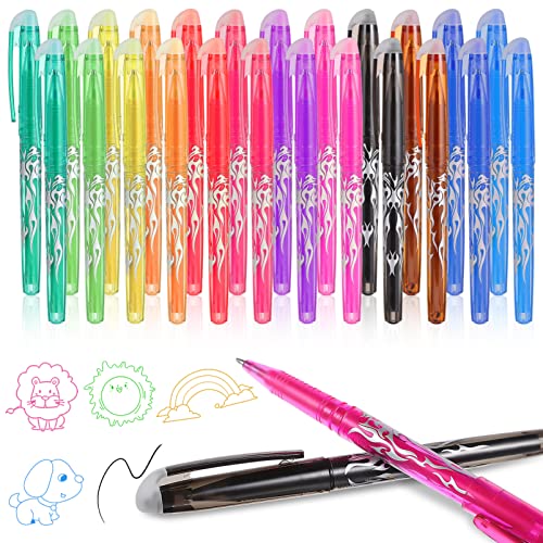 Operitacx 24 Stück Löschbarer Kugelschreiber 0.5 mm Löschbarer Stift 12 Farben Löschbarer Gelstift Löschbare Gelstifte Für Kinder Studenten Büro Geschenk von Operitacx