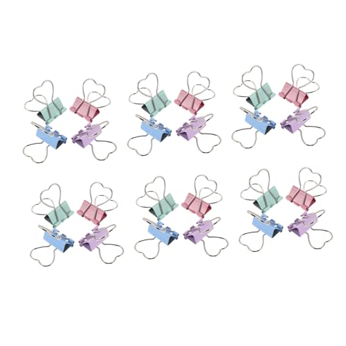 Operitacx 24 Stück Teiliges Herzförmige Metall Binder Clips Langlebige Büroklammern für Sicheren Halt Kompaktes Design zum Organisieren von Dokumenten Notizen und Planern im Büro und Zuhause von Operitacx