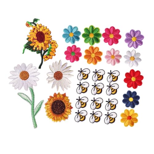 Operitacx 27 Stück Blumen und Bienen Applikationen für Diy Kleidung Hüte Taschen Jeans und Jacken Einfach Anzubringen Dekorative Stoff Patches von Operitacx