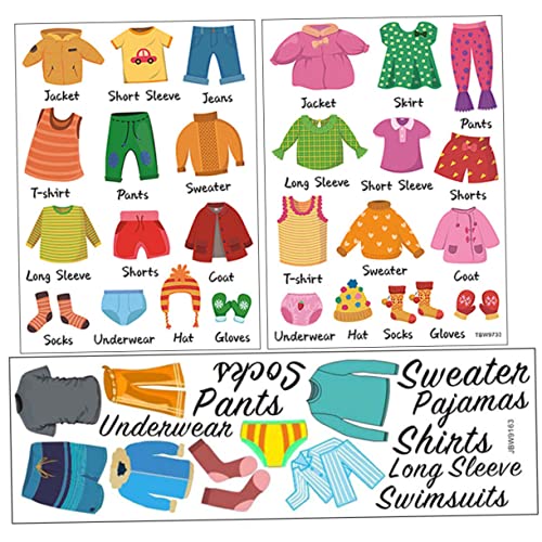 Operitacx 3 Blätter Kleiderschrank Aufkleber Etiketten für Kleiderorganisation Selbstklebende Sticker mit Bildern und Text für Einfache Sortierung Kinderzimmer und Schlafzimmer von Operitacx