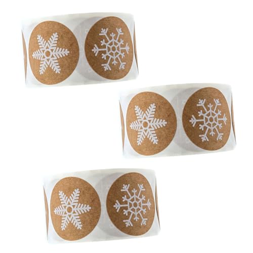 Operitacx 3 Rollen Schneeflocke-Etikett Urlaubsaufkleber Winteraufkleber Fenster Dekorationen weihnachtsmotiv weihnachts verpackungen weihnachtsgeschenk aufkleber interessante Aufkleber von Operitacx