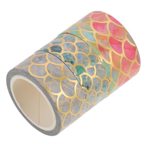 Operitacx 3 Rollen Washi Tape mit Goldprägung Dekorative DIY Scrapbook Klebebänder für Handbücher Tagebücher Fotoalben Selbstklebend Klare Muster Leicht Zuschneidbar Vielseitig Einsetzbar von Operitacx
