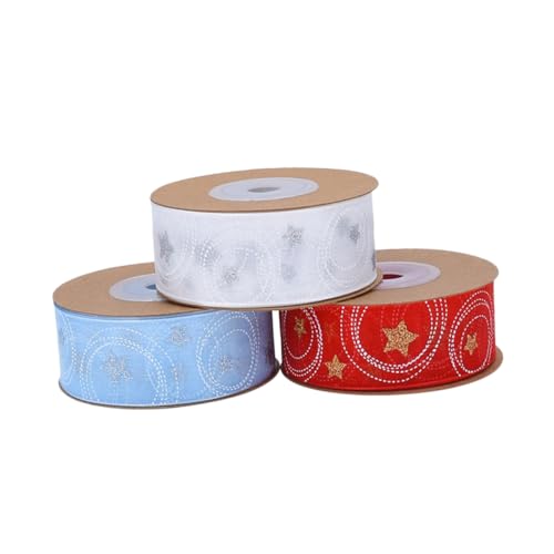 Operitacx 3 Rollen Weihnachtsband mit Stern und Kreis Motiv Festliches Geschenkband aus Langlebigem Polyester Vielseitig für DIY Weihnachtsdeko Geschenkverpackung und Partydekoration in Weiß Operitacx 3 Rollen Weihnachtsband mit Stern und Kreis Motiv Festliches Geschenkband aus Langlebigem Polyester Vielseitig für DIY Weihnachtsdeko Geschenkverpackung und Partydekoration in Weiß von Operitacx