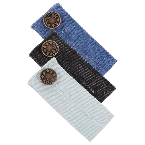 Operitacx 3 STÜCKE Verstellbare Jeans Taillenverlängerung mit Knopf für Damen und Herren Elastische Hosenbund Erweiterung Einfache Anwendung Schwarz Hellblau Dunkelblau für Umstandshosen von Operitacx