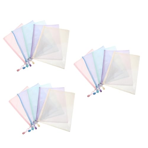 Operitacx 3 Sätze Farbige Aufbewahrungstasche Tragbar Fall Beutel Mit Reißverschluss Mini Mesh-dateicontainer Mesh-taschen Mesh-tasche Mit Reißverschluss Aktentasche Aus Mesh Pvc 5 Stück * 3 von Operitacx
