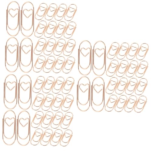 Operitacx 3 Sätze Niedliche Mini-liebes-büroklammern Herz Büroklammern Klein Büroklammern Für Papierkram Kleine Büroklammern Office-dokumentenklammern Metall Rose Gold 200 Stück * 3 von Operitacx