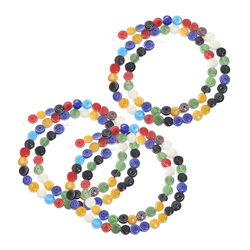 Operitacx 3 Saiten Stränge Bunte Vintage Glasperlen Flache Runde Glas Abstandshalter Perlen mit Geradem für DIY Armbänder Schmuckherstellung Kreative Kleine Perlen von Operitacx