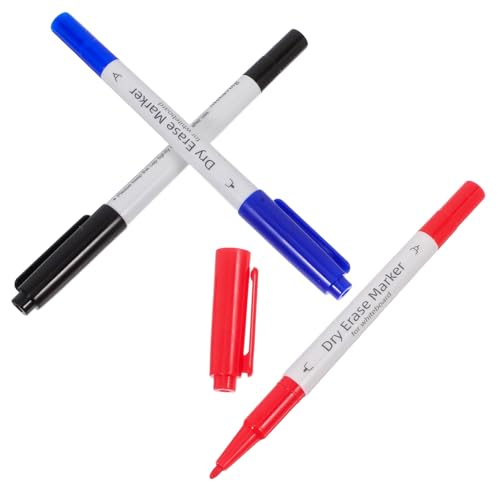 Operitacx 3 Stück Drei Dual Tip Marker Löschbare Stifte für Whiteboard Kreidetafel Menütafeln und Autofenster mit Dicker und Feiner Spitze Farben Schwarz Rot Blau Operitacx 3 Stück Drei Dual Tip Marker Löschbare Stifte für Whiteboard Kreidetafel Menütafeln und Autofenster mit Dicker und Feiner Spitze Farben Schwarz Rot Blau von Operitacx