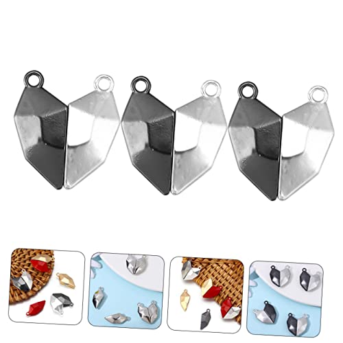 Operitacx 3 Stück Herz-Magnet-Anhänger Verschlüsse Herstellung Silber hand schmuck armband zubehör silve pärchen armband Magnetverschluss-Anschlüsse Magnetschnallen für Halsketten Legierung von Operitacx