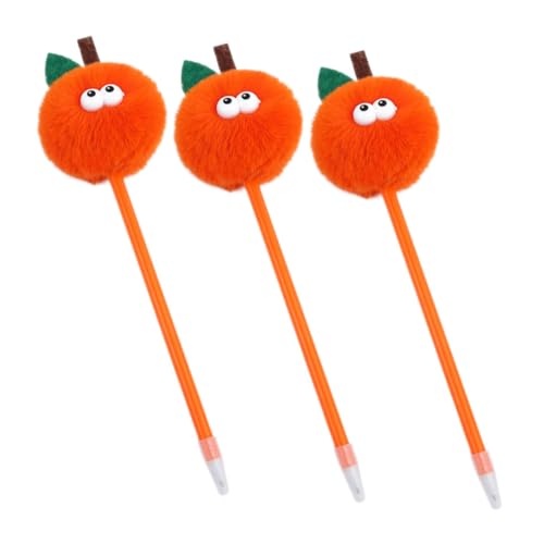 Operitacx 3 Stück Neuartige Flauschige Stifte Süßer Runder Kugelschreiber Stifte Im Eleganten Stil -stifte Für Mädchen Herz-pompom-stift Schöner Stift Plüsch Orange von Operitacx