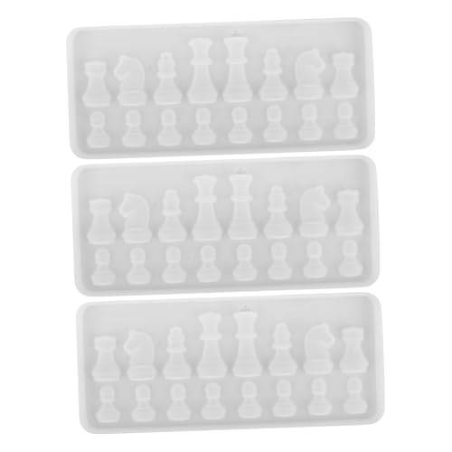 Operitacx 3 Stück Silikon Schachfiguren Formen Teiliges Set für DIY Epoxidharz Schmuck und Kunsthandwerk Hitzebeständig Präzise Details Wiederverwendbar für Familien Partys und Dekoration von Operitacx