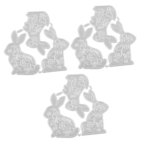 Operitacx 3 Stück Stanzform Metall Schablone für Kartengestaltung und Scrapbooking Niedliches Hasenmotiv Wiederverwendbar für Diy Projekte von Operitacx