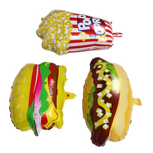 Operitacx 3 Stück Teiliges Food Folienballons Popcorn Hot Dog Hamburger Kindergeburtstag Party Deko für Kino Picknick Karneval Indoor Outdoor Festliche Luftballons Operitacx 3 Stück Teiliges Food Folienballons Popcorn Hot Dog Hamburger Kindergeburtstag Party Deko für Kino Picknick Karneval Indoor Outdoor Festliche Luftballons von Operitacx