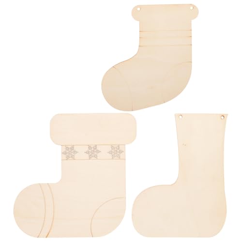 Operitacx 3 Stück Teiliges Holzsocken Dekoration für Diy Projekte Blanko Weihnachtsornamente zum Gestalten für Kreative Bastelideen und Festliche Dekorationen von Operitacx