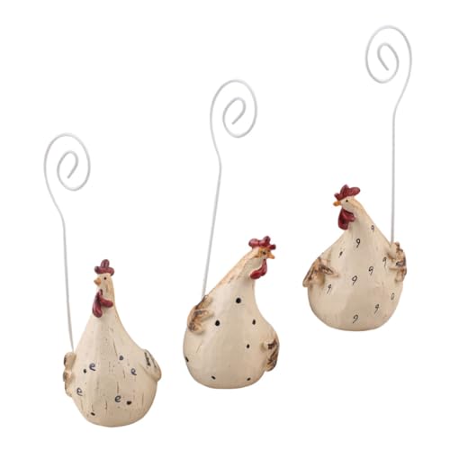 Operitacx 3 Stück Teiliges Memo Clip Tischhalter Hühner Design Stabile Resin Notizhalter für Fotos Visitenkarten als Büro und Wohnaccessoire von Operitacx