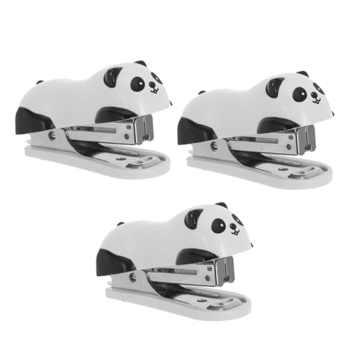 Operitacx 3 Stück Teiliges Set Niedlicher Panda Mini Heftgerät Tragbarer Handhefter für Büro Zuhause und Schule für Erwachsene Vielseitig Einsetzbar mit Heftklammern von Operitacx