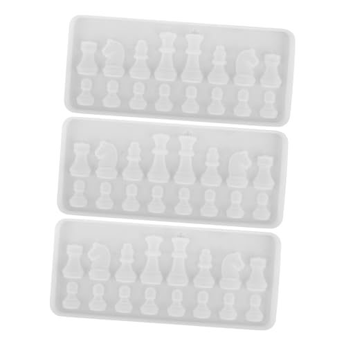 Operitacx 3 Stück Teiliges Silikon Schachfiguren Gießform DIY Epoxidharz Hochpräzise Hitzebeständig Vielseitig für Schach Schmuck und Kristallkunst für Familienparty und Heimdekoration von Operitacx