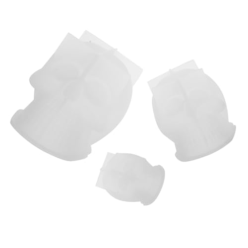 Operitacx 3 Stück Teiliges Silikon Schädel Kopf Formen Flexible Halloween Gießform für Kerzen Seife Wachs Epoxidharz DIY Schädel Dekorationen in Klein Mittel Groß von Operitacx