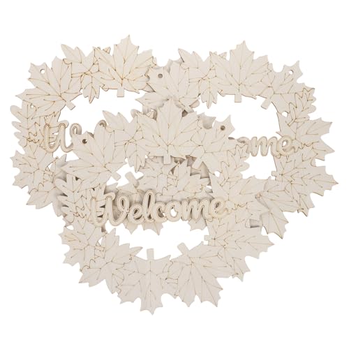 Operitacx 3 Stück Teiliges Unveredelte Holzanhänger Ahornblatt mit Aufhängeseil Leere Holzornamente zum Bemalen DIY Weihnachtskranz Dekoration für Innen und Außen Vielseitige Bastelvorlage von Operitacx