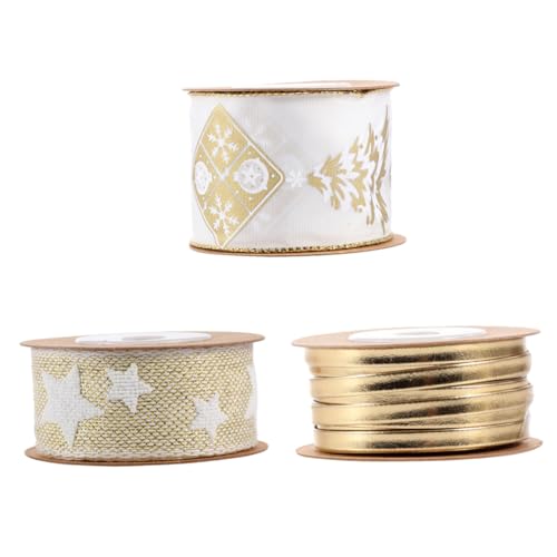 Operitacx 3 Stück Teiliges Weihnachtsband Set mit Goldfarbenem Aufdruck Stilvolle Geschenkband Schleifen für Weihnachtsdeko Vielseitig Einsetzbar für Baum Basteln und Festliche Dekorationen Operitacx 3 Stück Teiliges Weihnachtsband Set mit Goldfarbenem Aufdruck Stilvolle Geschenkband Schleifen für Weihnachtsdeko Vielseitig Einsetzbar für Baum Basteln und Festliche Dekorationen von Operitacx