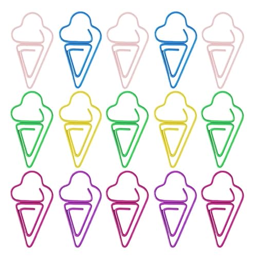 Operitacx 30 Stück Büroklammern in Eiscreme-Form, niedliche dekorative Clips für Lesezeichen und Organisation, einzigartiges Schreibwaren in Lebensmittelform von Operitacx