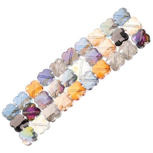 Operitacx 30 Stück Teiliges Bunte Glasperlen Facettierte Vierblättrige Kleeblatt charms DIY Schmuckperlen für Armbänder Halsketten Ohrringe Glänzend zum Auffädeln und Basteln von Operitacx