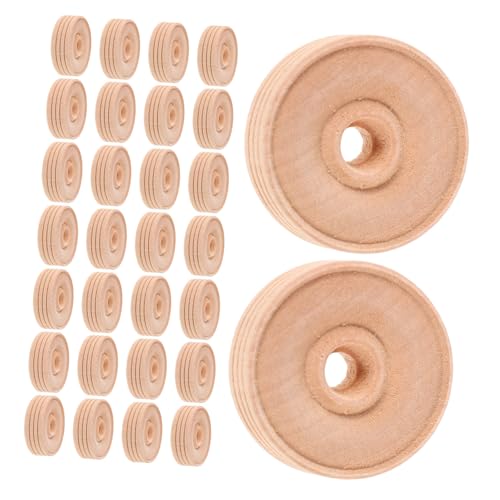 Operitacx 30 Stück Teiliges Holzwagenräder mit Loch Unbehandelte Glatte Holzräder für DIY Spielzeugautos Bastelprojekte Natürliche Maserung Fördert Geschicklichkeit und Kreativität von Operitacx