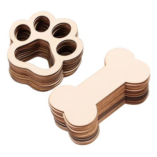 Operitacx 30 Stück Teiliges Hundeknochen und Pfoten Holzornamente Naturbelassene Unlackierte DIY Bastelanhänger mit Glatten Kanten Vielseitige Dekoration für Haustierpartys Malen und Operitacx 30 Stück Teiliges Hundeknochen und Pfoten Holzornamente Naturbelassene Unlackierte DIY Bastelanhänger mit Glatten Kanten Vielseitige Dekoration für Haustierpartys Malen und von Operitacx