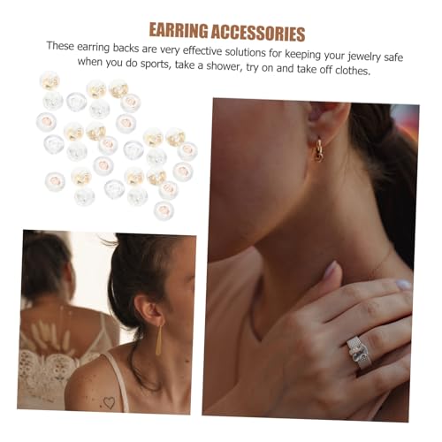 Operitacx 30 Stück Teiliges Transparente Silikon ohrring verschlüsse Langlebig Leicht Hypoallergen Geeignet für Ohrstecker Creolen und Hänger DIY Schmuckzubehör in Silber Gold Roségold von Operitacx