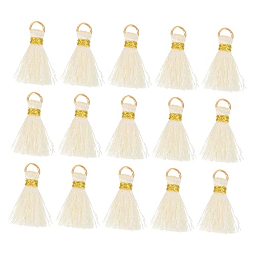 Operitacx 30St Quaste Anhänger Perlen Bausätze Zubehör zur Schlüsselanhängerherstellung Anzeige quasten für lesezeichen bescherung weihnachten Quaste für DIY Fan-Anhänger Rayon Beige von Operitacx
