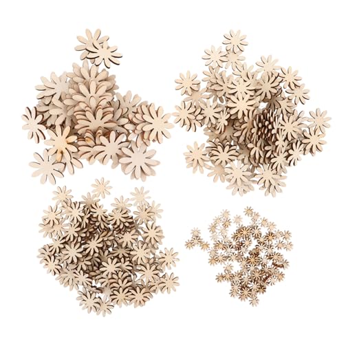 Operitacx 350 Stück Teiliges Unvollendete Mini Holzblüten zum Bemalen Kreative DIY Holzdekorationen für Basteln Kinderhandwerk Hochzeitstischdeko und Handwerksprojekte von Operitacx