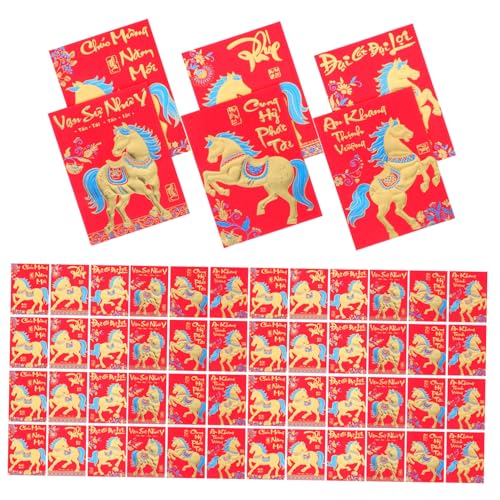 Operitacx 360 Stück Vietnamesische Envelopes mit Pferdemotiv Goldfoliendruck Kreative und Symbolische Glücksbringer für Frühlingsfest Hochzeit Party Traditionelle Geldumschläge von Operitacx