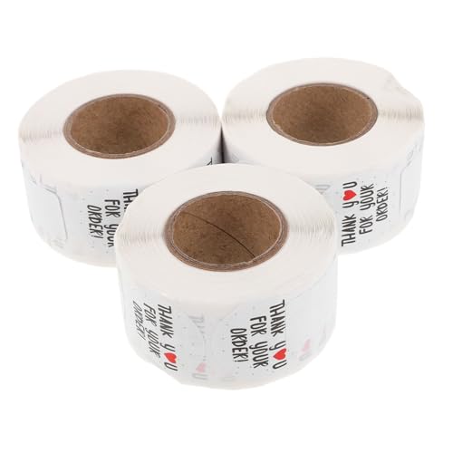 Operitacx 3Roll Danke Aufkleber selbstklebende Dankeschön-Etiketten Aufkleber Danke für Kleinunternehmen Vielen Dank für Ihre Bestellung Weiß von Operitacx