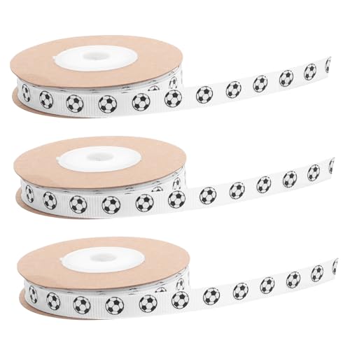 Operitacx 3Roll Fußball Geschenkband Yards Widerstandsfähiges Glänzendes Seidenband für Geschenkverpackung Partydeko DIY Basteln Haarschleifen Fußball-mottopartys von Operitacx
