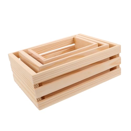 Operitacx 3Stücke Rustikale Holzkisten Aufbewahrungsboxen zur Partydekoration Dekorativer Organizer für Hochzeit und Handgefertigt mit Eleganter Holzmaserung von Operitacx