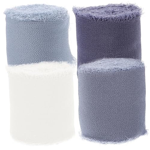Operitacx 4 Rollen Handgefertigtes Chiffonband Zarte Geschenkband Schleifenband für DIY Basteln Hochzeit Partydekoration Geschenkverpackung Vielseitig Einsetzbar Farblich Abgestimmtes von Operitacx