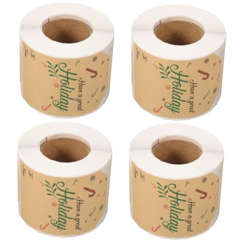 Operitacx 4 Rollen Handgemachte Weihnachtsaufkleber Kraftpapier Selbstklebende Dekorationsetiketten für Karten und Verpackungen für Feiertage und Feste Operitacx 4 Rollen Handgemachte Weihnachtsaufkleber Kraftpapier Selbstklebende Dekorationsetiketten für Karten und Verpackungen für Feiertage und Feste von Operitacx