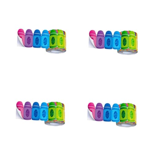 Operitacx 4 Rollen Randaufkleber mit Buntstift Grenzaufkleber Vinyl Abziehbilder deko Bulletin Board Decoration Sticker Bulletin Board Grenzstreifen Aufkleber aus beschichtetem Papier von Operitacx