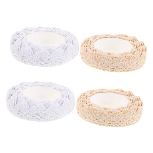 Operitacx 4 Rollen Spitzen Washi Aufkleber Dekoratives Klebeband Spitzen Washi Tape Baumwoll Nähspitze Dekoratives Abdeckband Bastel Verzierungsband von Operitacx