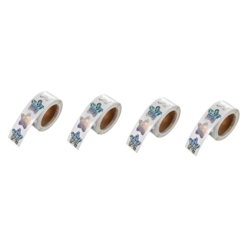 Operitacx 4 Rollen Sternaufkleber Selbstklebende Glitzersterne für Diy Dekoration Wasserdichte für Partys Hochzeiten und Belohnungen von Operitacx